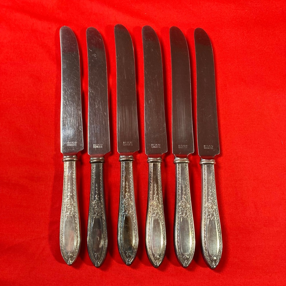 6- Vtg Wm Rogers & Son Triumph Dinner 9" Knives Insico Stainless Set